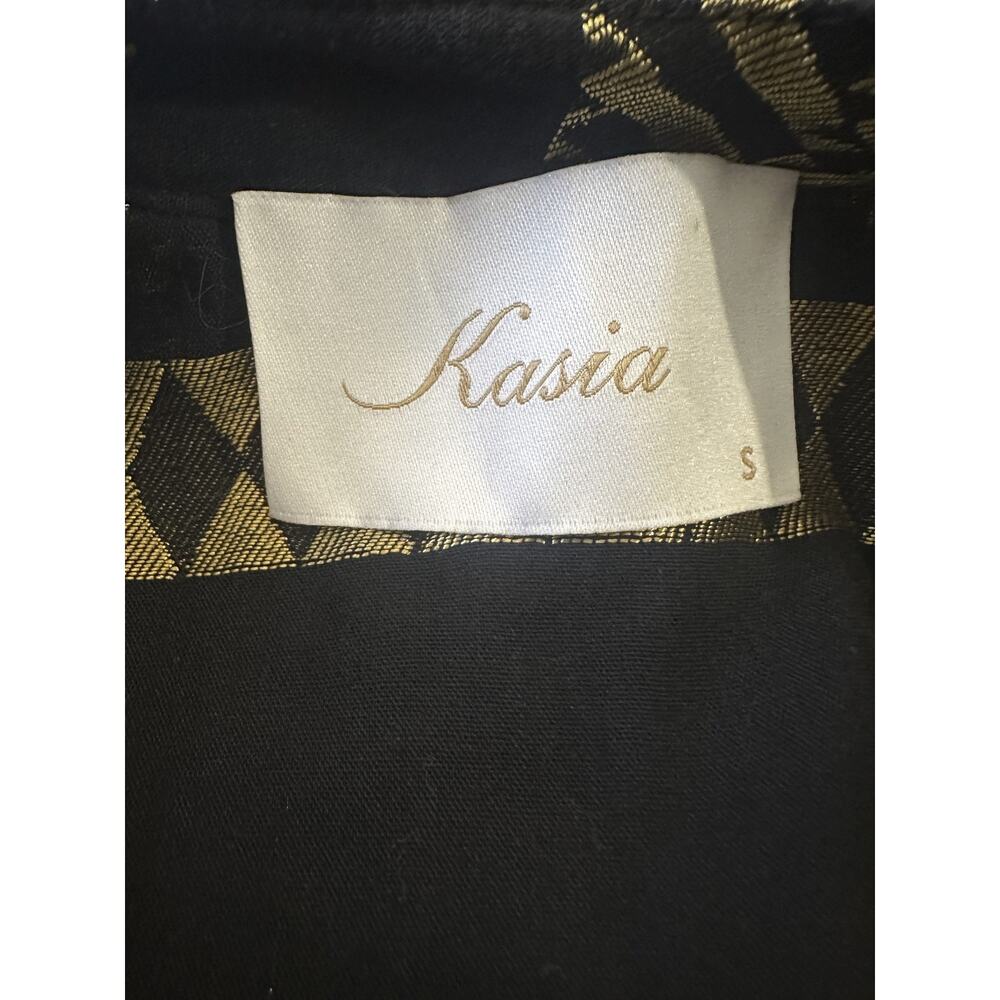 Kasia Blouse Black & Gold Balloon Sleeve Boho Geometric Babydoll Top Size Small - Picture 7 of 13